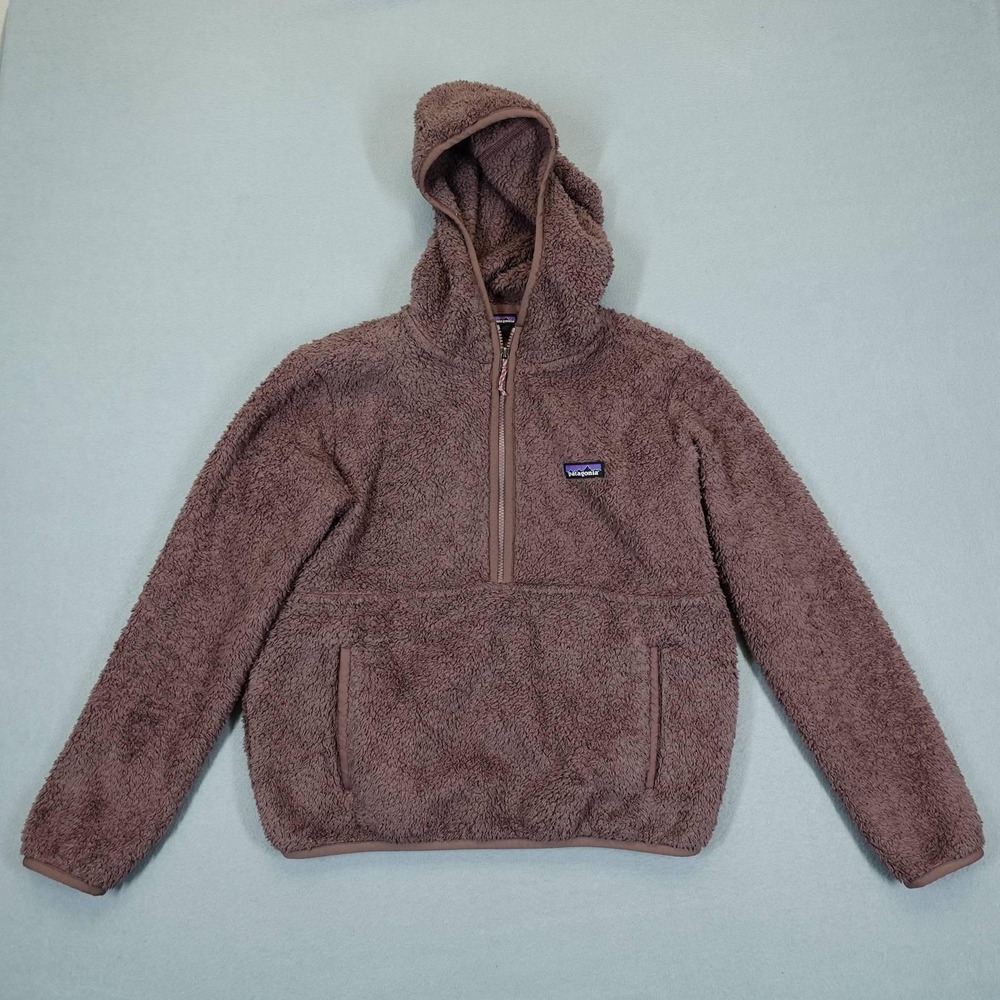 Patagonia Fleece Hoodie Women S Brown Los Gatos 1/4 Zip Pullover Sherpa Jacket